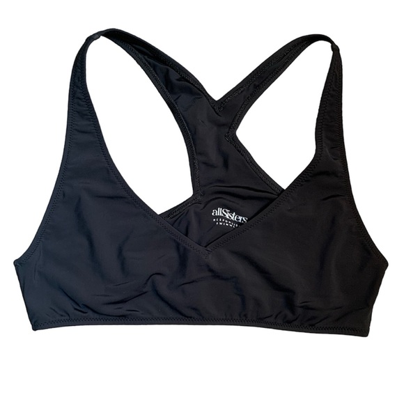 All Sisters Responsible Swimwear Asymmetrical Black Swimsuit Top S - Picture 1 of 5